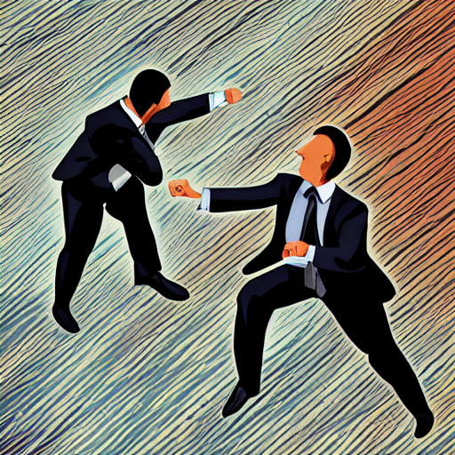 Business men fighting each other