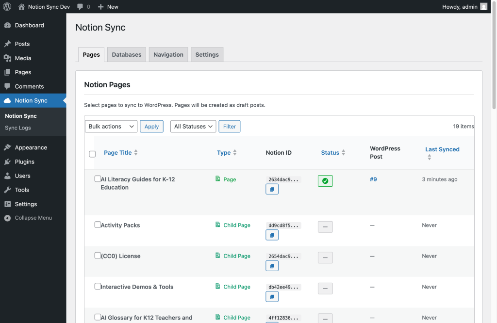 Notion Sync Dashboard